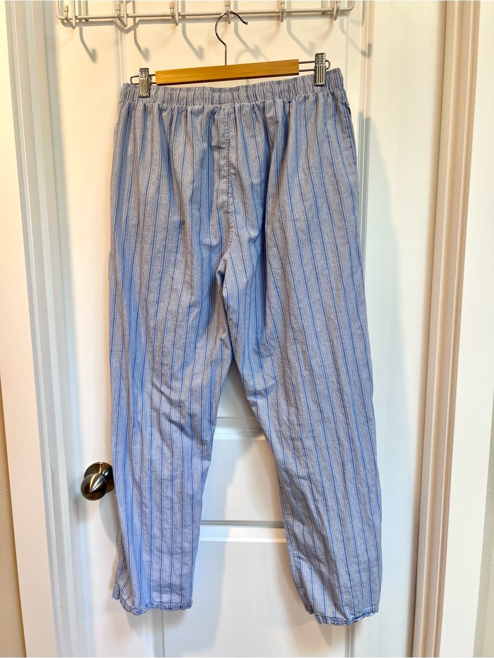 Ralph Lauren Pajama Pants Men’s L (fits like M) Blue Stripped Cotton w/Navy Pony - Picture 6 of 6